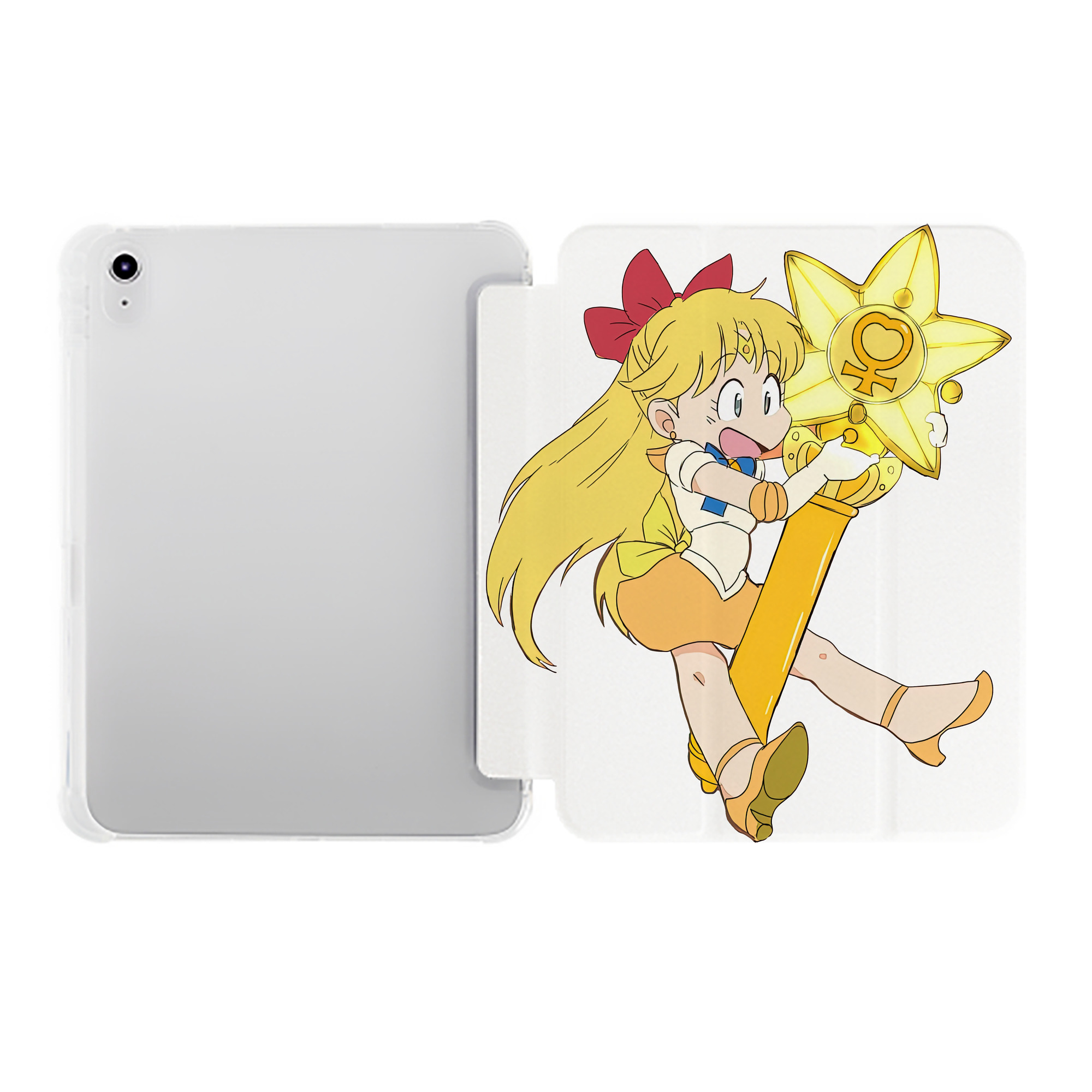 （画像用） 美少女戦士セーラームーン 愛野 美奈子 あいの みなこ Sailor Moon Aino Minako IPad ケース ペン収納付き 三つ折りスタンド PUレザー×シリコン 対応機種9.5/10.5/10.9インチ